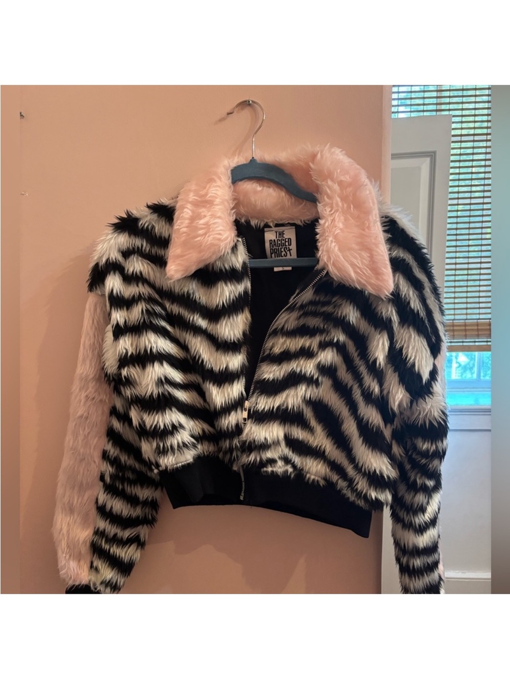 The Ragged Priest Mild Thing Black & White Zebra Faux Fur Jacket